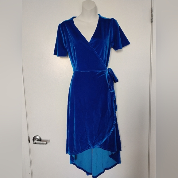 Dresses Elegant Blue Velvet Wrap Dress Poshmark — free download